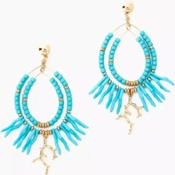 Lilly Pulitzer light aqua Island Calypso beaded earrings new with tags - Picture 1 of 5